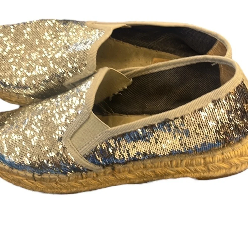 Vidorreta glitter gold silver espadrille size 39 made in Spain US 9